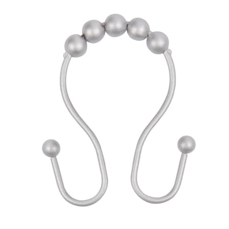 Kenney Mfg Rust-Proof Beaded Roller Double Shower Hooks, Set of 12, Matte Grey KN67124